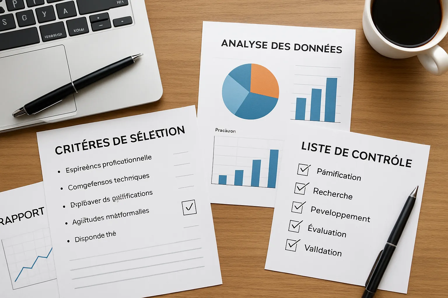 Un bureau avec des critères de sélection affichés.