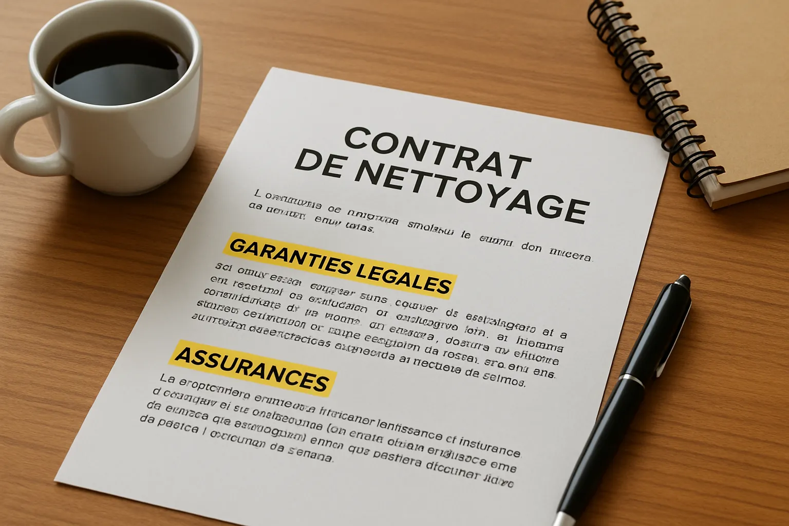 Un contrat de nettoyage avec des garanties visibles.
