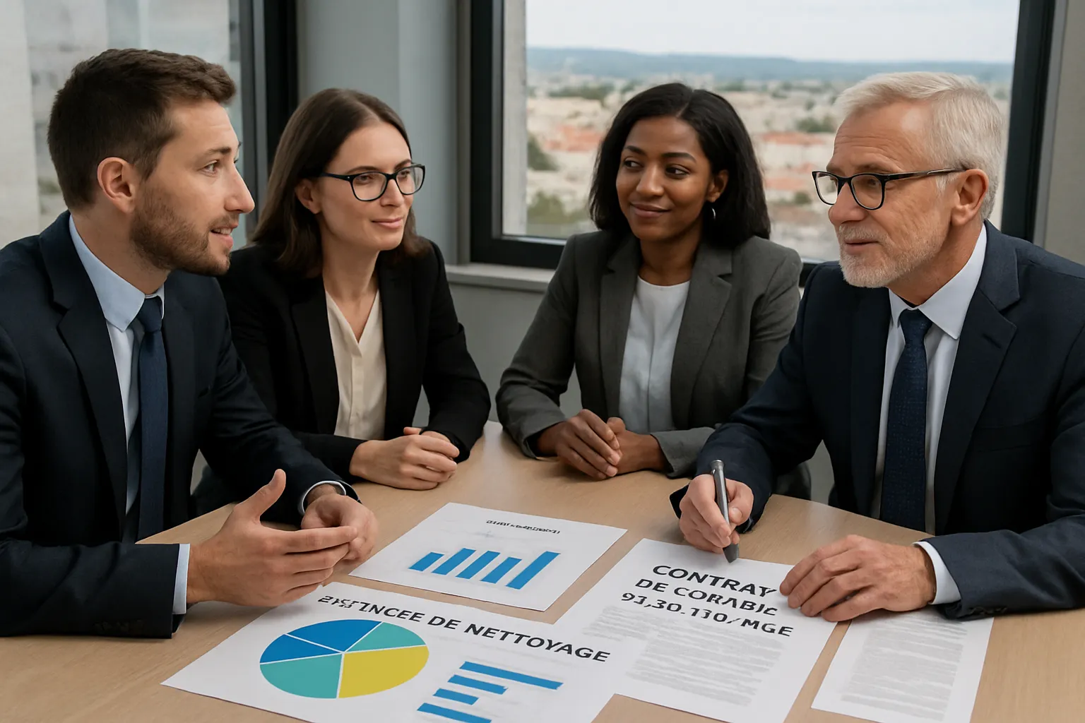 Une entreprise choisissant un contrat de nettoyage flexible à Montpellier.